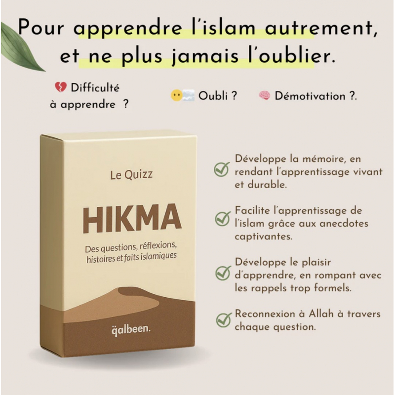 Le Quizz Hikma : Jeu de cartes - Des questions, réflexions, histoires et faits islamiques - Qalbeen (10 ans et +)