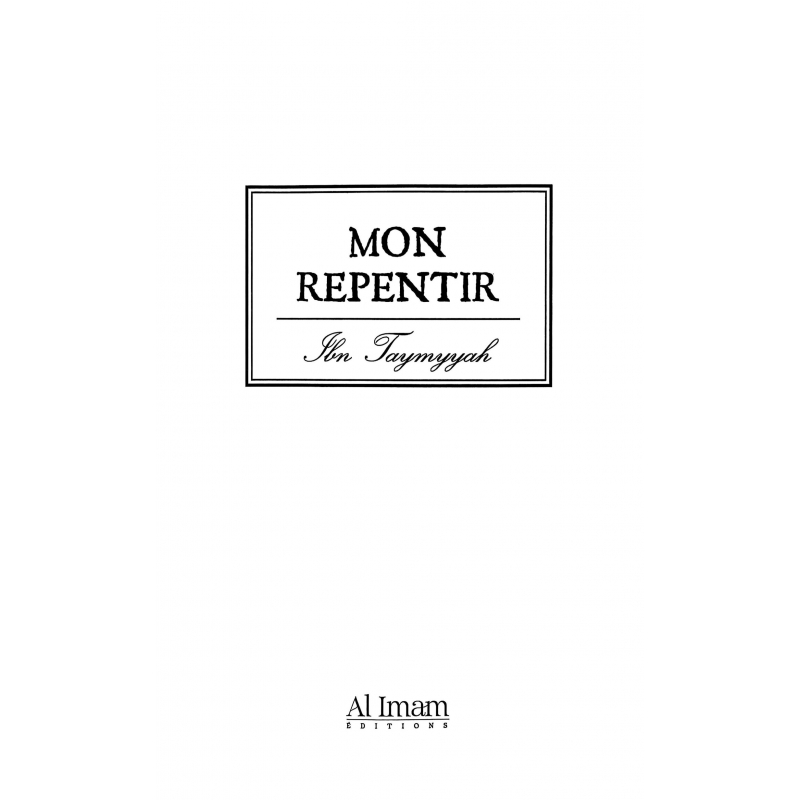 Mon Repentir - Editions Al Imam - Collection Mon Carnet - Ibn Taymyyah