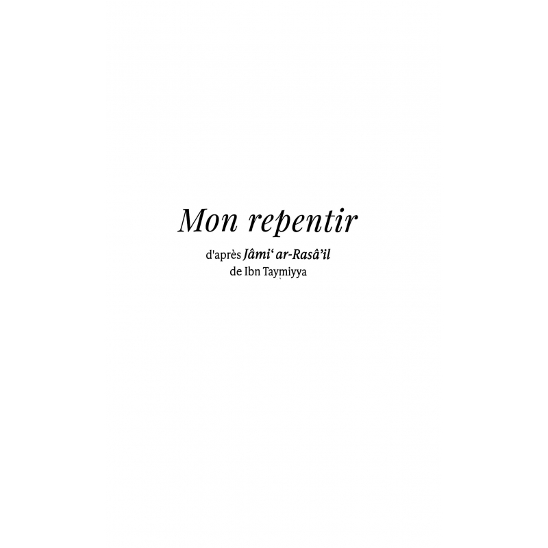 Mon Repentir - Editions Al Imam - Collection Mon Carnet - Ibn Taymyyah